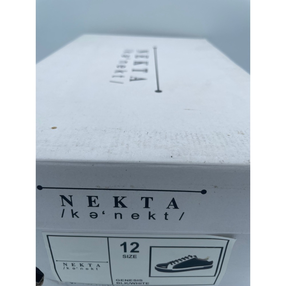 Nekta Genesis Mens 12 Black White Leather Low Top Sneakers Shoes Monochrome - Picture 8 of 8